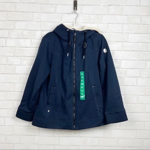 1 Madison Expedition Fleece Hooded Zip Navy Jacket NEW